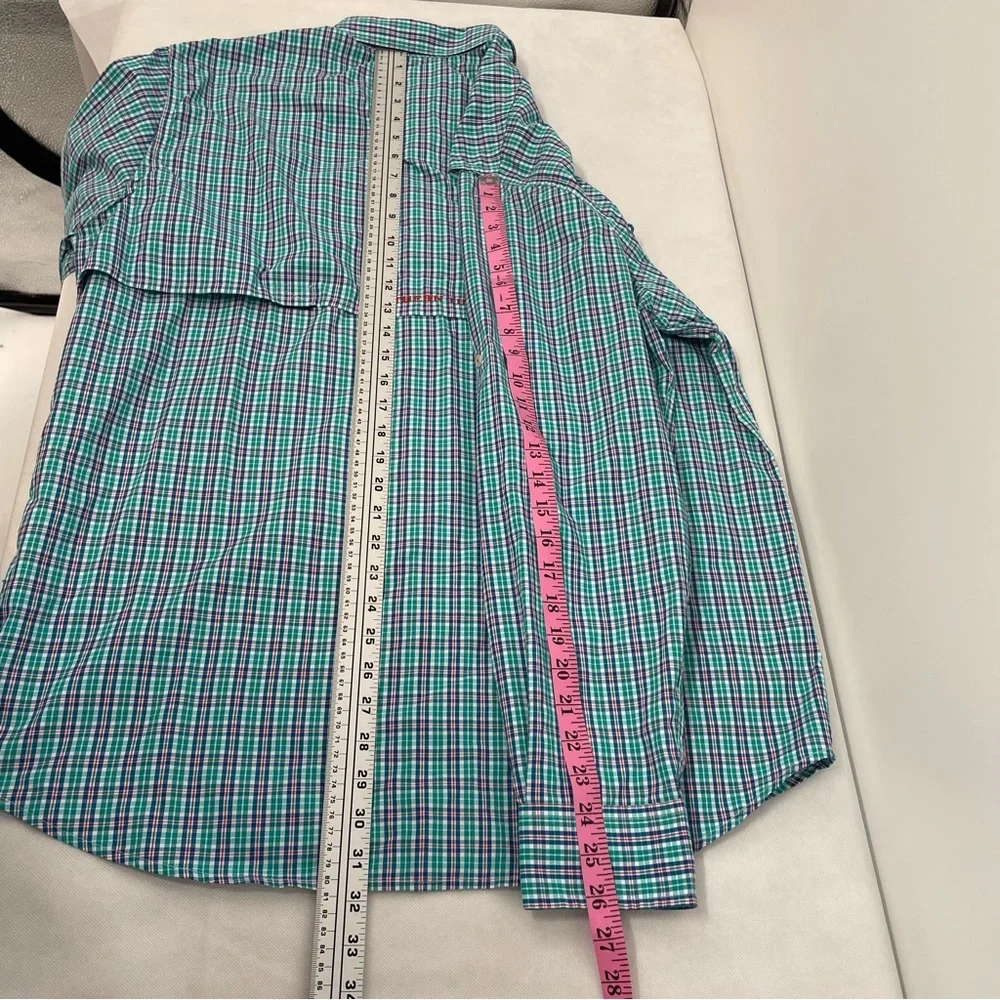 Southern Tide Red Drum Plaid Fishing Shirt Roll Tab Long Sleeve Sz L Atlas Green - Picture 11 of 13